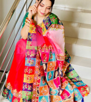 ব্লাউজ পিছ সহ ডিজিটাল প্রিন্ট শাড়ি কোড DP-6036