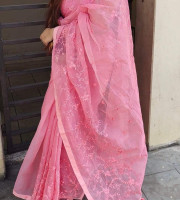 Halfsilk Embroidery Saree Em-114